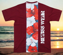 T-shirt Hibiscus face arrière Metiss Wear couleur bordeau en coton et polyester