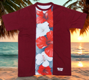 T-shirt Hibiscus face avant Metiss Wear couleur bordeau en coton et polyester